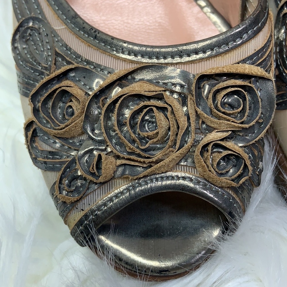 Nanette Lepore Salsa Swirl Heels Pewter Nude Size 6 - Picture 6 of 14